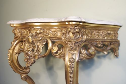 FRENCH GILT MARBLE TOP CONSOLE TABLE - ADDITIONAL PHOTO 8