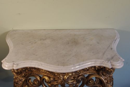 FRENCH GILT MARBLE TOP CONSOLE TABLE - ADDITIONAL PHOTO 9
