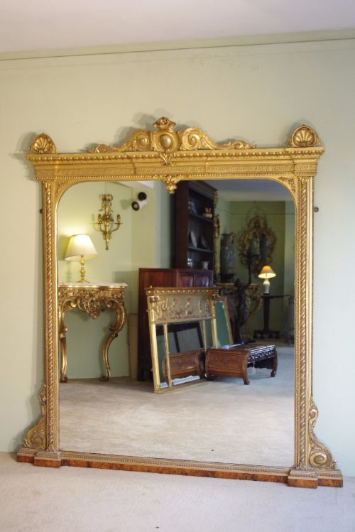 large 19th century english gilt overmantle - CATEGORY: ANTIQUE MIRRORS - DATED 1860