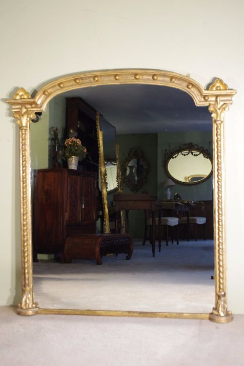 large victorian giltwood overmantle mirror - CATEGORY: ANTIQUE MIRRORS - DATED 19TH CENTURY