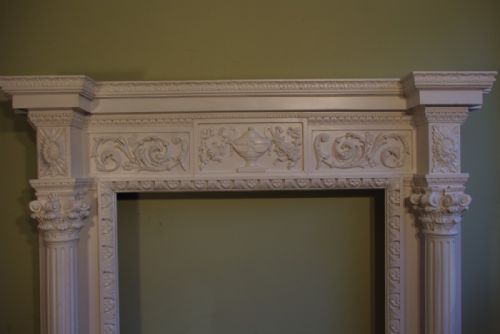 VICTORIAN PAINTED CARVED PINE FIRE SURROUND - ADDITIONAL PHOTO 1