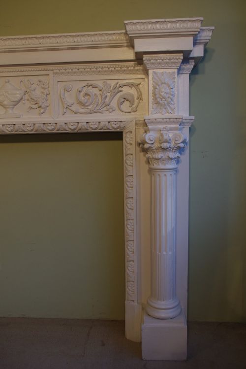 VICTORIAN PAINTED CARVED PINE FIRE SURROUND - ADDITIONAL PHOTO 2