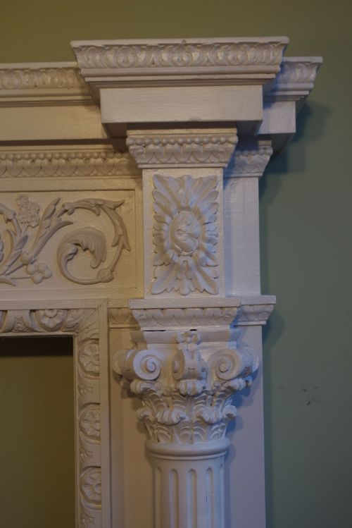 VICTORIAN PAINTED CARVED PINE FIRE SURROUND - ADDITIONAL PHOTO 3