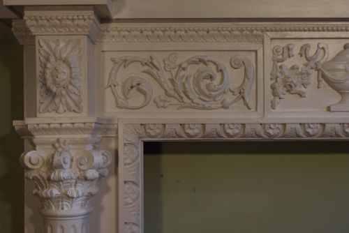 VICTORIAN PAINTED CARVED PINE FIRE SURROUND - ADDITIONAL PHOTO 4