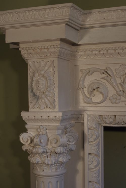 VICTORIAN PAINTED CARVED PINE FIRE SURROUND - ADDITIONAL PHOTO 5