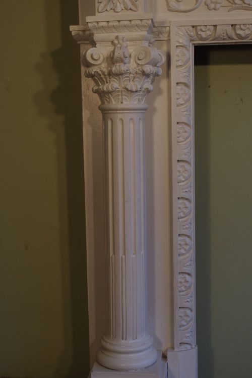 VICTORIAN PAINTED CARVED PINE FIRE SURROUND - ADDITIONAL PHOTO 6