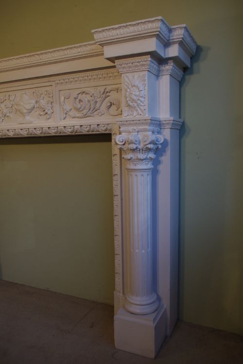 VICTORIAN PAINTED CARVED PINE FIRE SURROUND - ADDITIONAL PHOTO 7