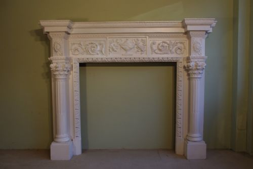 VICTORIAN PAINTED CARVED PINE FIRE SURROUND - ADDITIONAL PHOTO 9