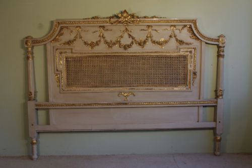 french painted and parcelgilt headboardbed - CATEGORY: ANTIQUE BEDS - DATED 1890