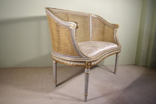 FRENCH LOUIS XVI STYLE GILT TWO SEATER CANE SOFA - ADDITIONAL PHOTO 1