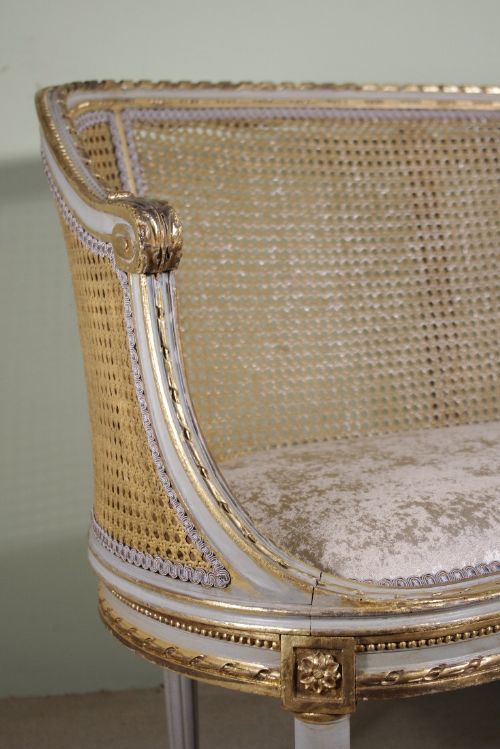 FRENCH LOUIS XVI STYLE GILT TWO SEATER CANE SOFA - ADDITIONAL PHOTO 3