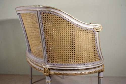 FRENCH LOUIS XVI STYLE GILT TWO SEATER CANE SOFA - ADDITIONAL PHOTO 6