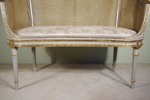 FRENCH LOUIS XVI STYLE GILT TWO SEATER CANE SOFA - ADDITIONAL PHOTO 7