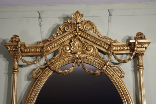 LARGE VICTORIAN GILT OVAL WALL MIRROR - ADDITIONAL PHOTO 1