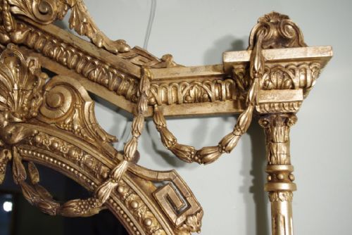 LARGE VICTORIAN GILT OVAL WALL MIRROR - ADDITIONAL PHOTO 5