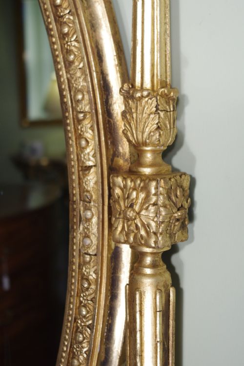 LARGE VICTORIAN GILT OVAL WALL MIRROR - ADDITIONAL PHOTO 7