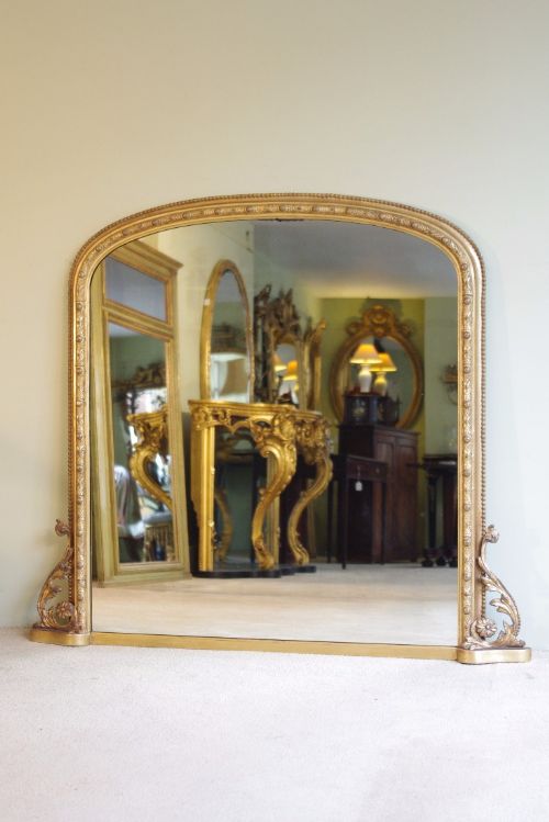 19th century english gilt arch top overmantle - CATEGORY: ANTIQUE MIRRORS - DATED 1880