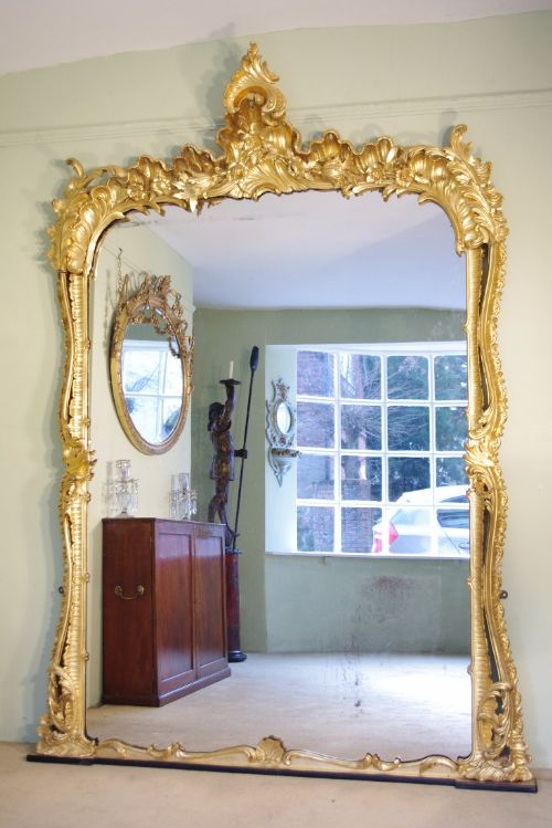 large 19th century english giltwood overmantle mirror - CATEGORY: ANTIQUE MIRRORS - DATED 19TH CENTURY