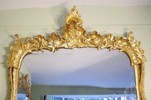 LARGE 19TH CENTURY ENGLISH GILTWOOD OVERMANTLE MIRROR - ADDITIONAL PHOTO 1