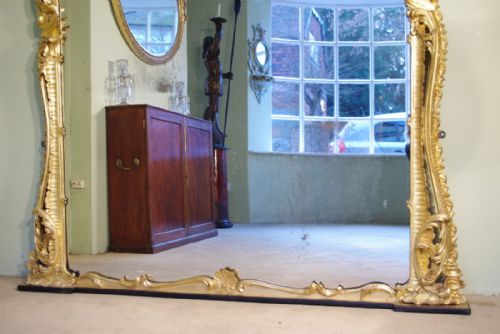 LARGE 19TH CENTURY ENGLISH GILTWOOD OVERMANTLE MIRROR - ADDITIONAL PHOTO 2