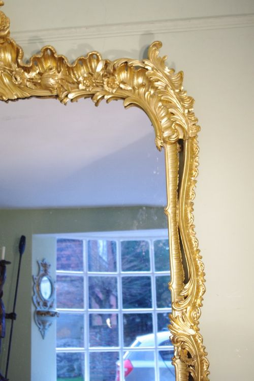 LARGE 19TH CENTURY ENGLISH GILTWOOD OVERMANTLE MIRROR - ADDITIONAL PHOTO 3