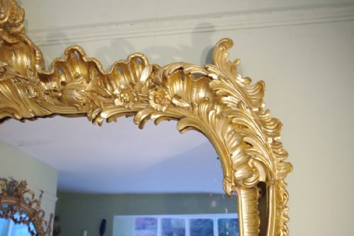 LARGE 19TH CENTURY ENGLISH GILTWOOD OVERMANTLE MIRROR - ADDITIONAL PHOTO 4