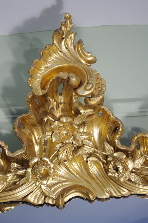 LARGE 19TH CENTURY ENGLISH GILTWOOD OVERMANTLE MIRROR - ADDITIONAL PHOTO 9