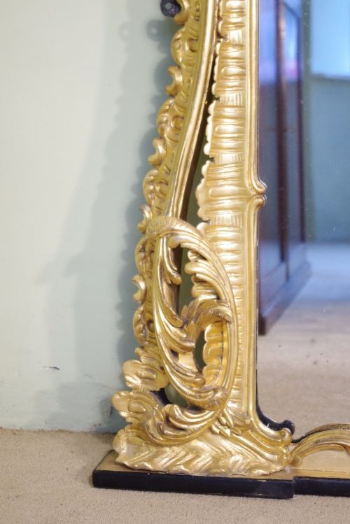 LARGE 19TH CENTURY ENGLISH GILTWOOD OVERMANTLE MIRROR - ADDITIONAL PHOTO 12