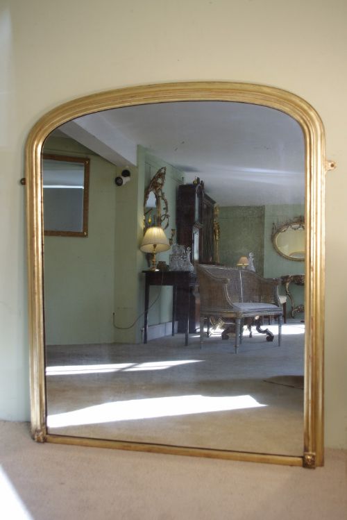 large gilt arch top overmantle mirror - CATEGORY: ANTIQUE MIRRORS - DATED 1880