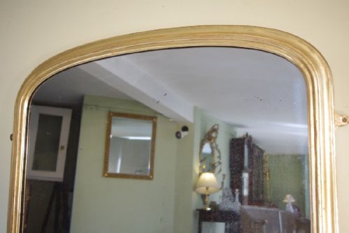 LARGE GILT ARCH TOP OVERMANTLE MIRROR - ADDITIONAL PHOTO 1
