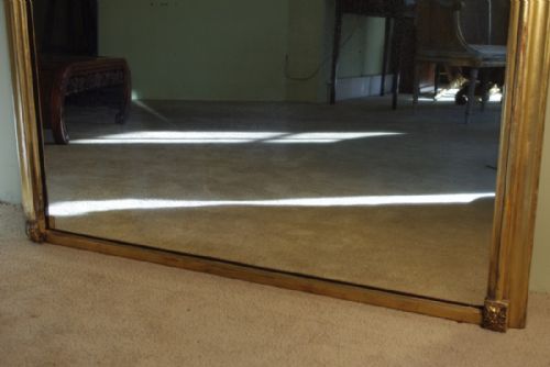 LARGE GILT ARCH TOP OVERMANTLE MIRROR - ADDITIONAL PHOTO 2