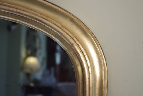 LARGE GILT ARCH TOP OVERMANTLE MIRROR - ADDITIONAL PHOTO 6
