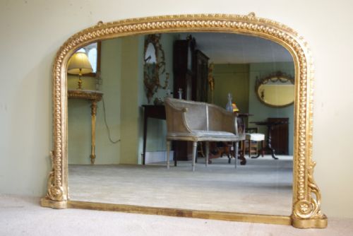 victorian gilt arch top overmantle mirror - CATEGORY: ANTIQUE MIRRORS - DATED 1880