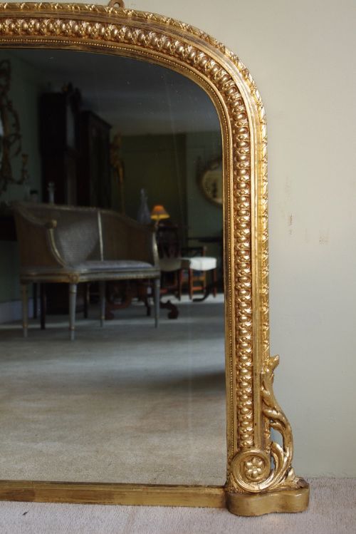 VICTORIAN GILT ARCH TOP OVERMANTLE MIRROR - ADDITIONAL PHOTO 1