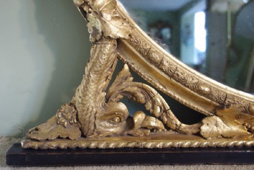 ENGLISH GILT OVAL DOLPHIN OVERMANTLE MIRROR - ADDITIONAL PHOTO 5