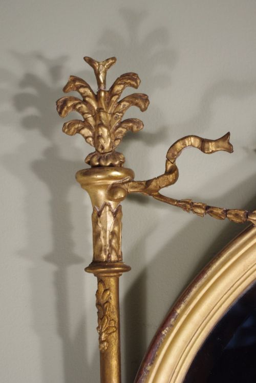 GILT OVAL ADAM STYLE OVERMANTLE MIRROR - ADDITIONAL PHOTO 6