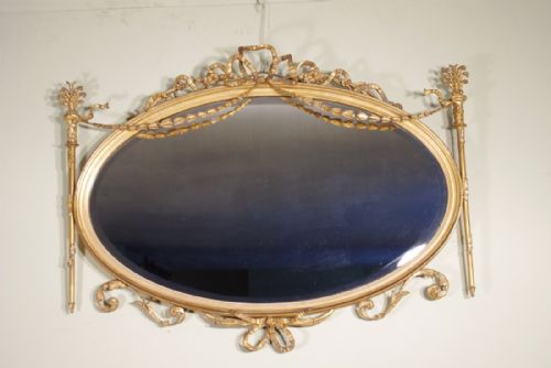 GILT OVAL ADAM STYLE OVERMANTLE MIRROR - ADDITIONAL PHOTO 8