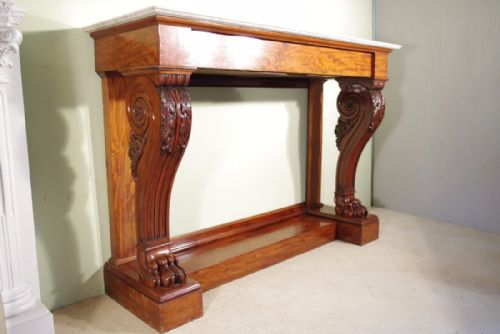 MAHOGANY CONSOLESERVING TABLE WITH MARBLE TOP - ADDITIONAL PHOTO 1