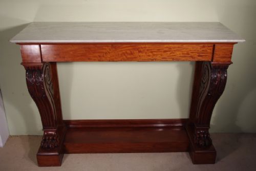 MAHOGANY CONSOLESERVING TABLE WITH MARBLE TOP - ADDITIONAL PHOTO 2
