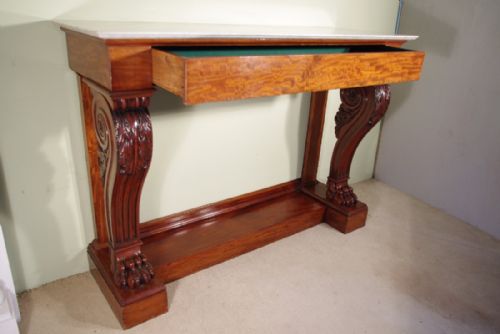 MAHOGANY CONSOLESERVING TABLE WITH MARBLE TOP - ADDITIONAL PHOTO 3