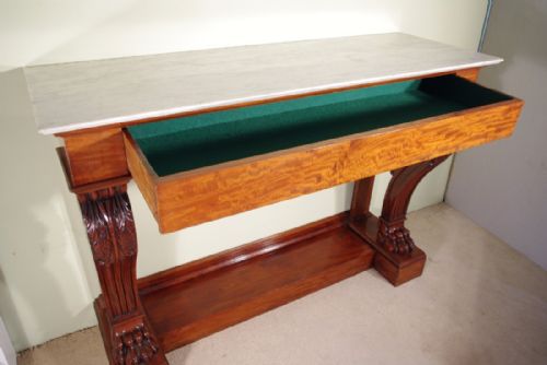 MAHOGANY CONSOLESERVING TABLE WITH MARBLE TOP - ADDITIONAL PHOTO 4