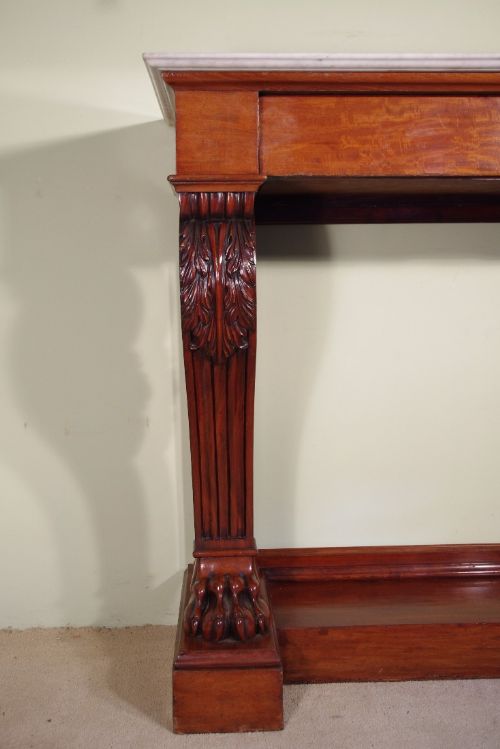 MAHOGANY CONSOLESERVING TABLE WITH MARBLE TOP - ADDITIONAL PHOTO 5