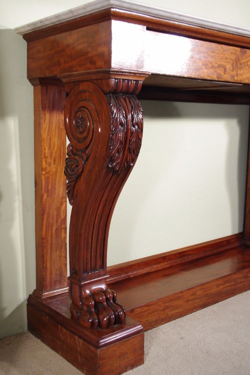 MAHOGANY CONSOLESERVING TABLE WITH MARBLE TOP - ADDITIONAL PHOTO 6