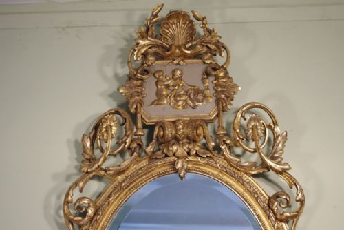 19TH CENTURY ENGLISH GILT OVAL WALL MIRROR WITH BRACKETS - ADDITIONAL PHOTO 1