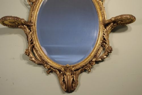 19TH CENTURY ENGLISH GILT OVAL WALL MIRROR WITH BRACKETS - ADDITIONAL PHOTO 2