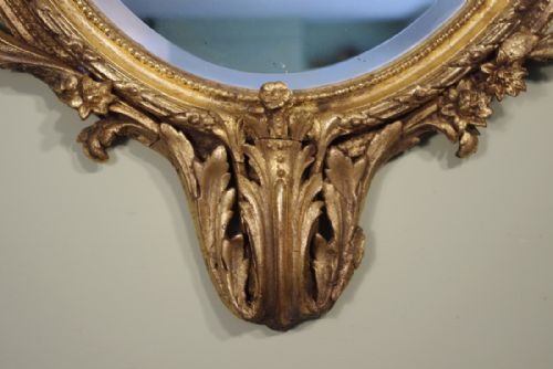 19TH CENTURY ENGLISH GILT OVAL WALL MIRROR WITH BRACKETS - ADDITIONAL PHOTO 4