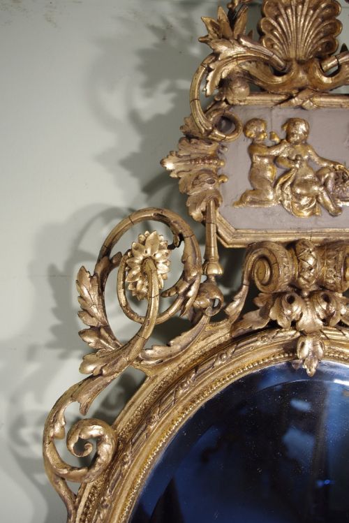 19TH CENTURY ENGLISH GILT OVAL WALL MIRROR WITH BRACKETS - ADDITIONAL PHOTO 5