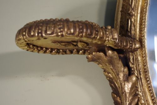 19TH CENTURY ENGLISH GILT OVAL WALL MIRROR WITH BRACKETS - ADDITIONAL PHOTO 9