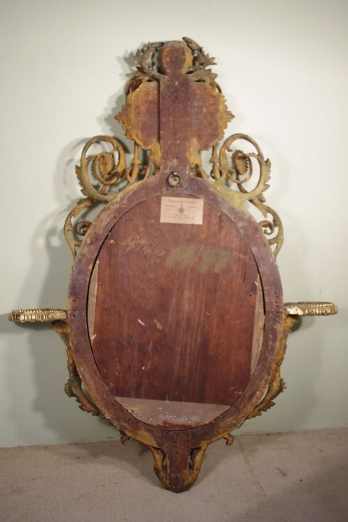 19TH CENTURY ENGLISH GILT OVAL WALL MIRROR WITH BRACKETS - ADDITIONAL PHOTO 13