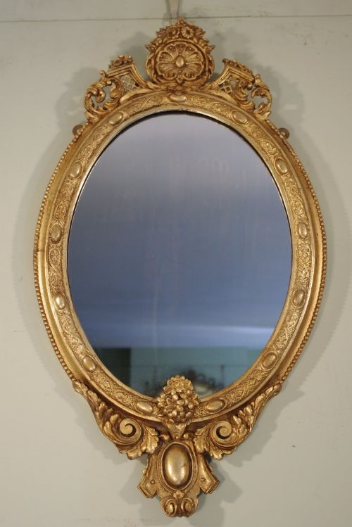 PAIR VICTORIAN OVAL GILT WALL MIRRORS - ADDITIONAL PHOTO 1